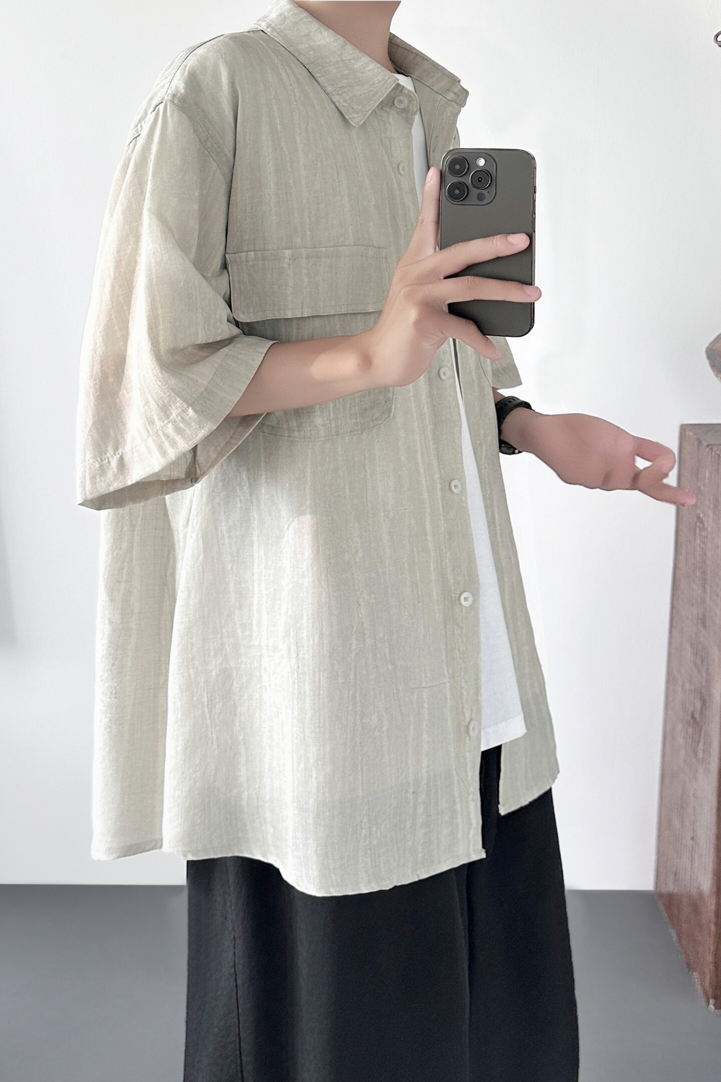 夏季新款流水纹理短袖衬衫AS931-P58,男装T恤,星座1017