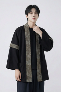 现货 春秋风蟒纹印花拼接男士道袍汉服 D3206-P78图片