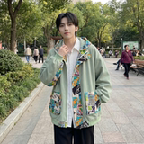 现货春款潮流涂鸦拼接夹克开衫连帽外套WT23-P75控96，男装夹克，星座1017