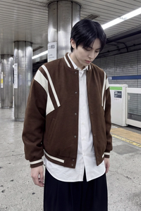 现货 撞色美式复古夹克棒球服流行外套W0023-P88控118 加绒P100图片