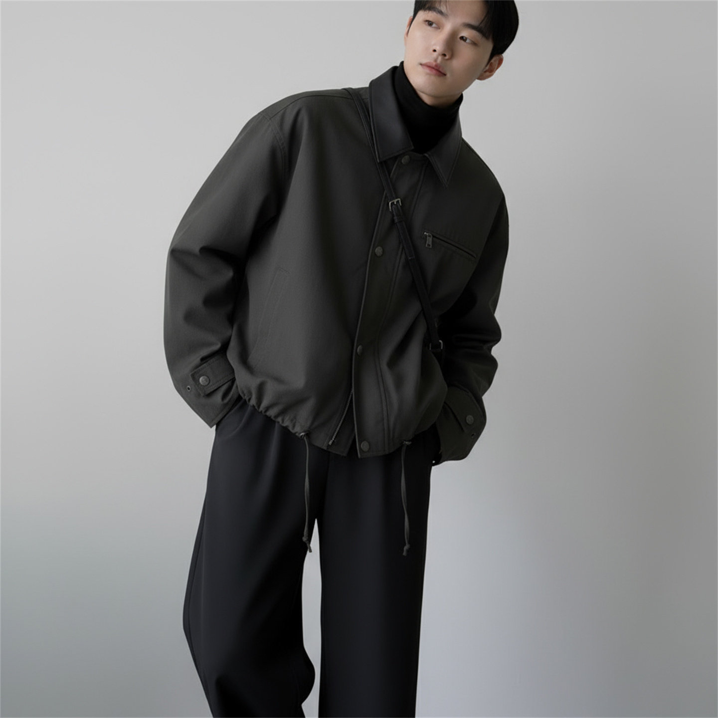 美式复古休闲纯色撞色弯刀袖工装夹克外套男1017-JK906-P118,男装夹克,星座1017