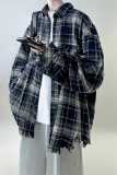 现货2026春复古美式格子长袖衬衫毛边宽松衬衣SC245-P58，男装衬衫，星座1017
