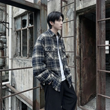 现货2026春复古美式格子长袖衬衫毛边宽松衬衣SC245-P58，男装衬衫，星座1017