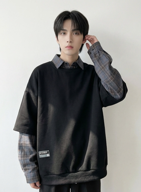 现货 2026春款假两件卫衣衬衫领复古vibe格子美式外套  A5613-P65