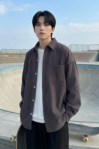 现货灯芯绒高级感长袖衬衫男休闲衬衣外套 C963-P48图片