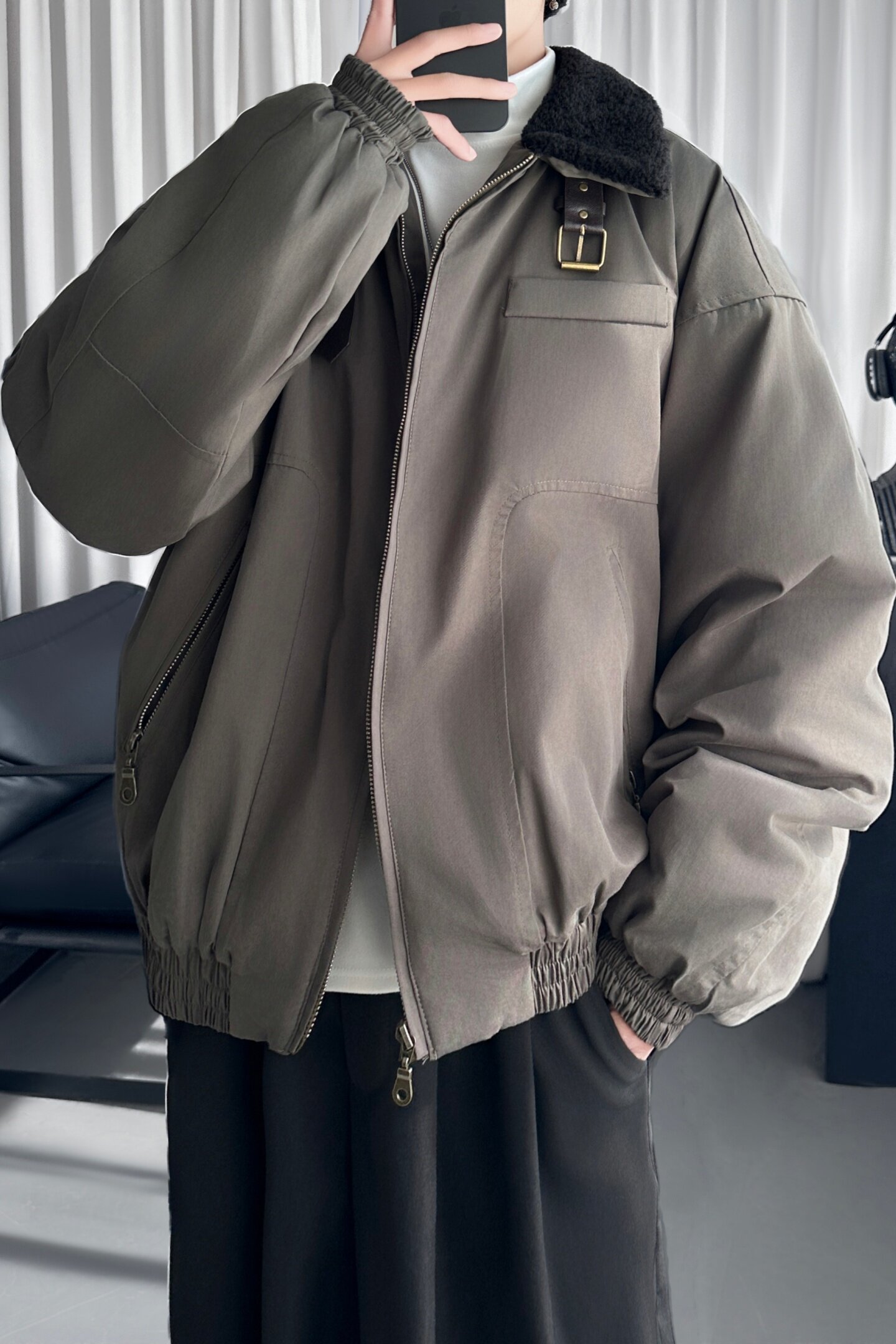 美式复古毛领棉服男冬季休闲加厚保暖派克服外套M8718-P138,男装棉衣,星座1017