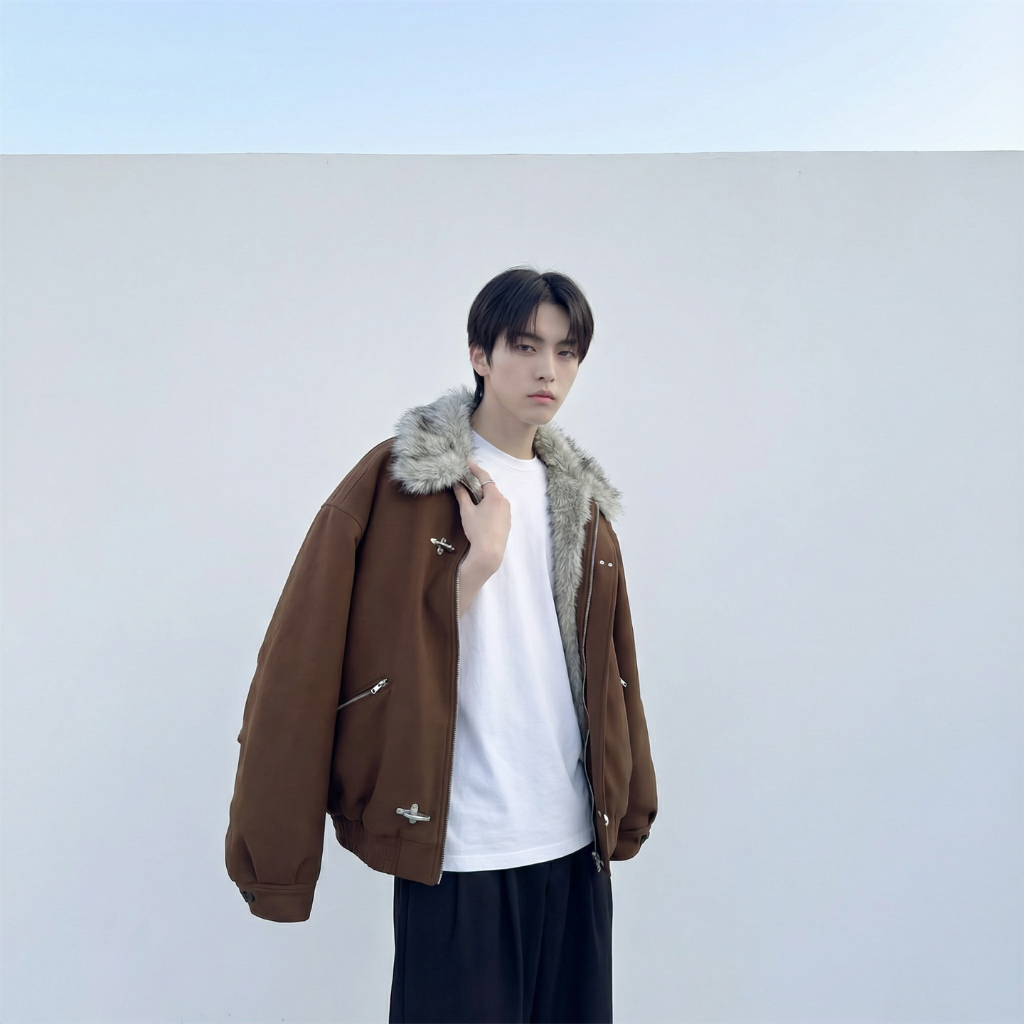 现货毛领复古（仿貂毛领）秋冬季座山雕夹克棉服外套男Q664-P148，男装夹克，星座1017