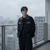 现货2026春季痞帅拼接设计感翻领夹克高级感潮流外套J46-P75，男装夹克，星座1017