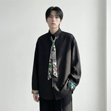 现货长袖衬衫男潮流带领带帅气港风高级感情侣衬衣FA32-P55，男装衬衫，星座1017