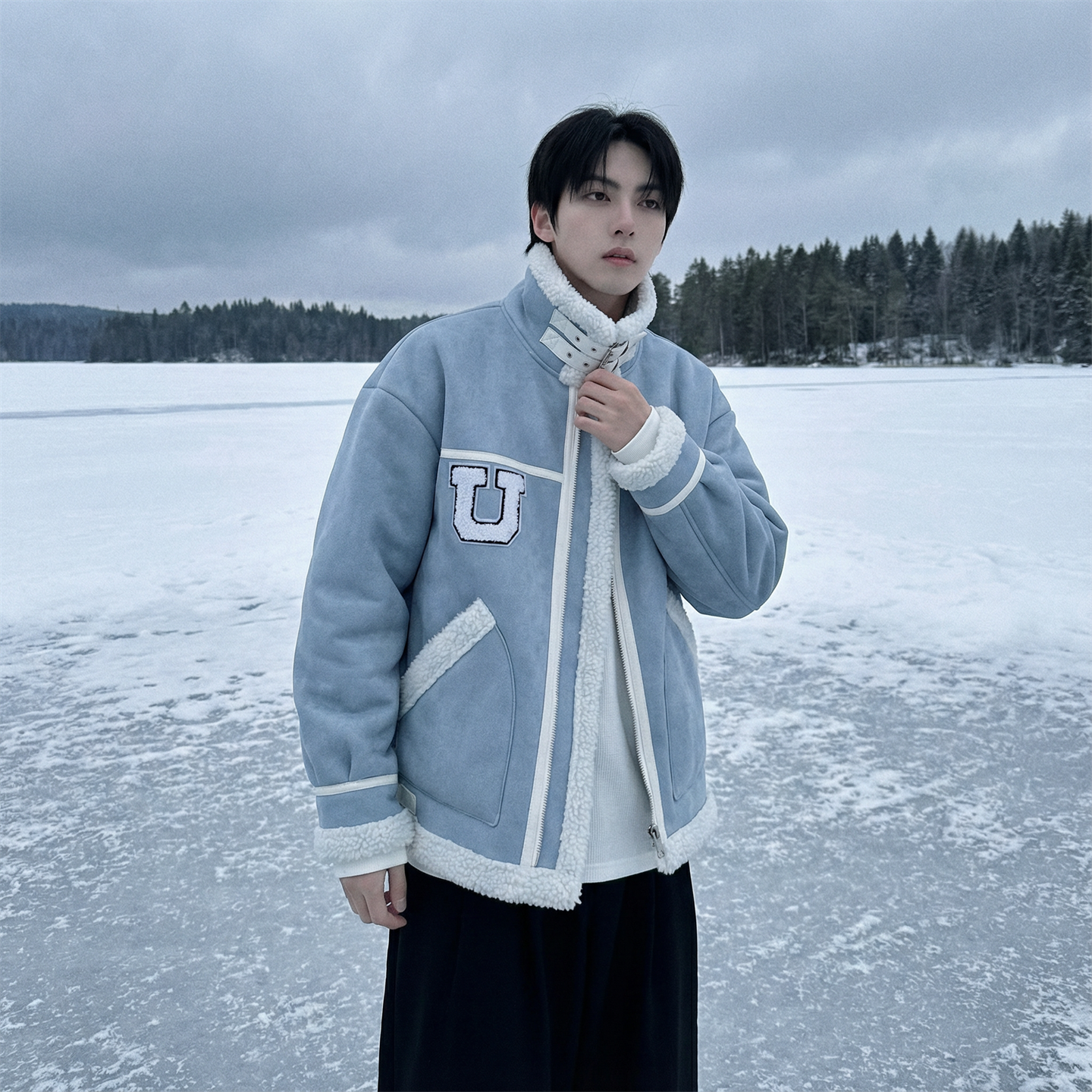 现货皮毛一体外套冬季校园宽松棉服潮男大码棉衣4725-P115，男装棉衣，星座1017