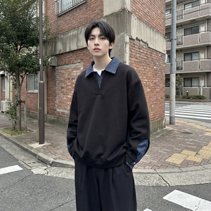 现货春季新款翻领高级感衬衫领上衣长袖卫衣男装潮WY212-P68