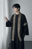 现货春秋风蟒纹印花拼接男士道袍汉服D3206-P78，男装民族服装，星座1017