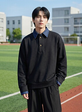 新款现货男装设计感艺术假两件卫衣男内搭上衣CR472-P68