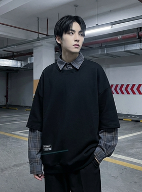 现货 2026春款假两件卫衣衬衫领复古vibe格子美式外套  A5613-P65