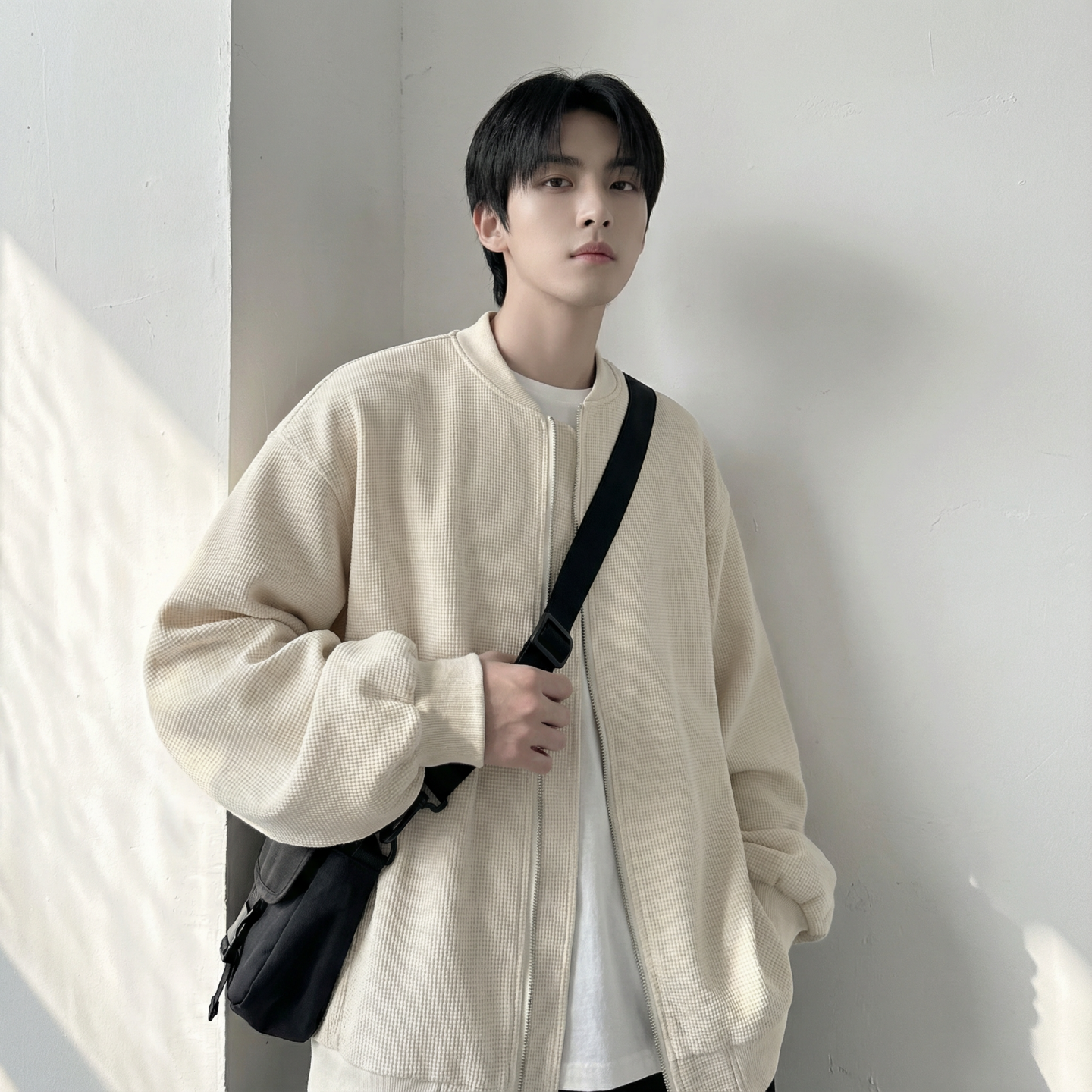 现货2026日系痞帅华夫格宽松休闲棒球立领夹克衫外套NK828-P89，男装夹克，星座1017