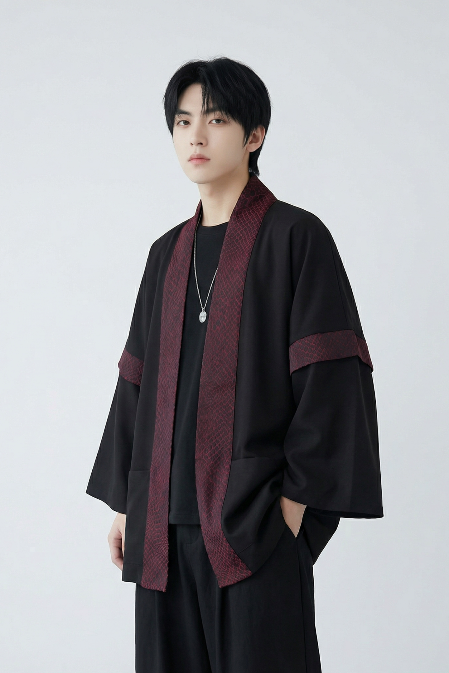 现货春秋风蟒纹印花拼接男士道袍汉服D3206-P78,男装民族服装,星座1017