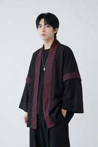 现货 春秋风蟒纹印花拼接男士道袍汉服 D3206-P78图片