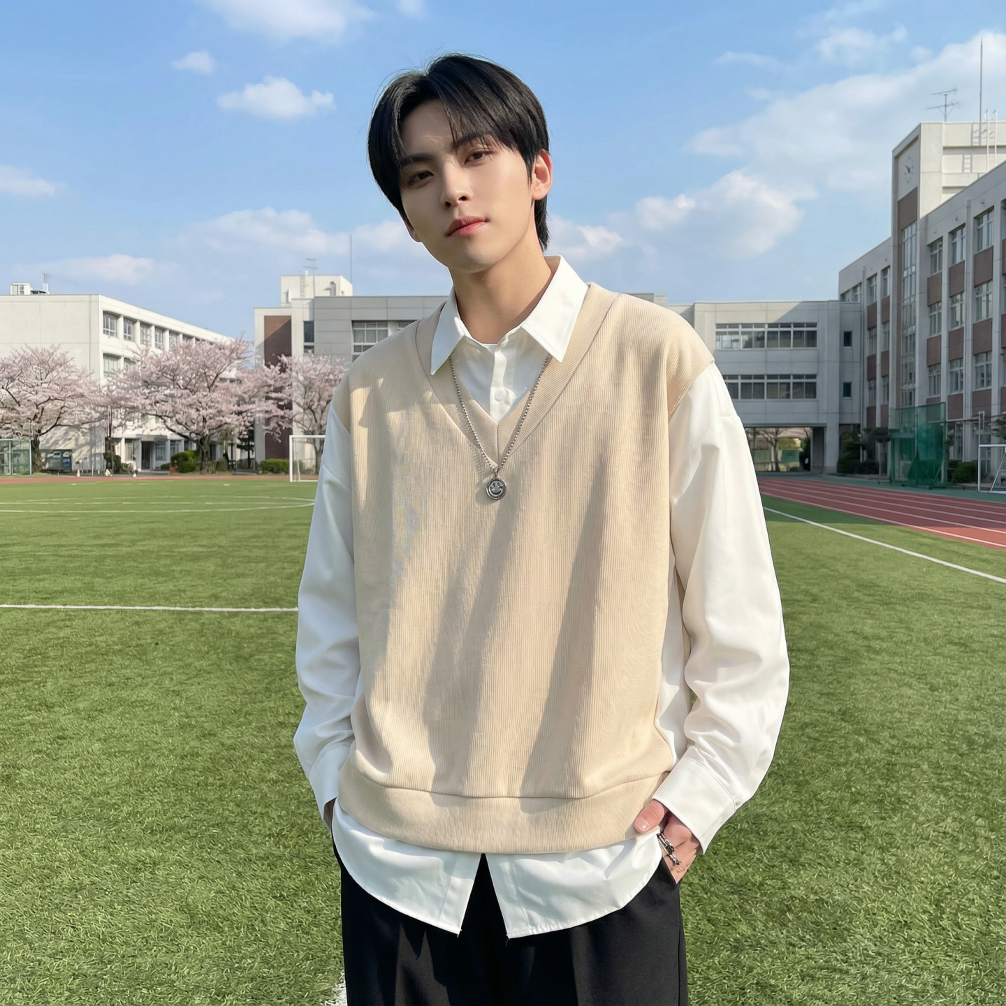 现货假两件长袖衬衫宽松衬衣港风休闲百搭上衣GK25-P58,男装衬衫,星座1017