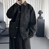 多口袋仿麂皮工装外套美式复古卡哈特翻领夹克H8077-P108，男装夹克，星座1017