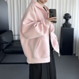 美式复古格子连帽卫衣男女oversize情侣拉链外套WD406-P68，女装短外套，星座1017