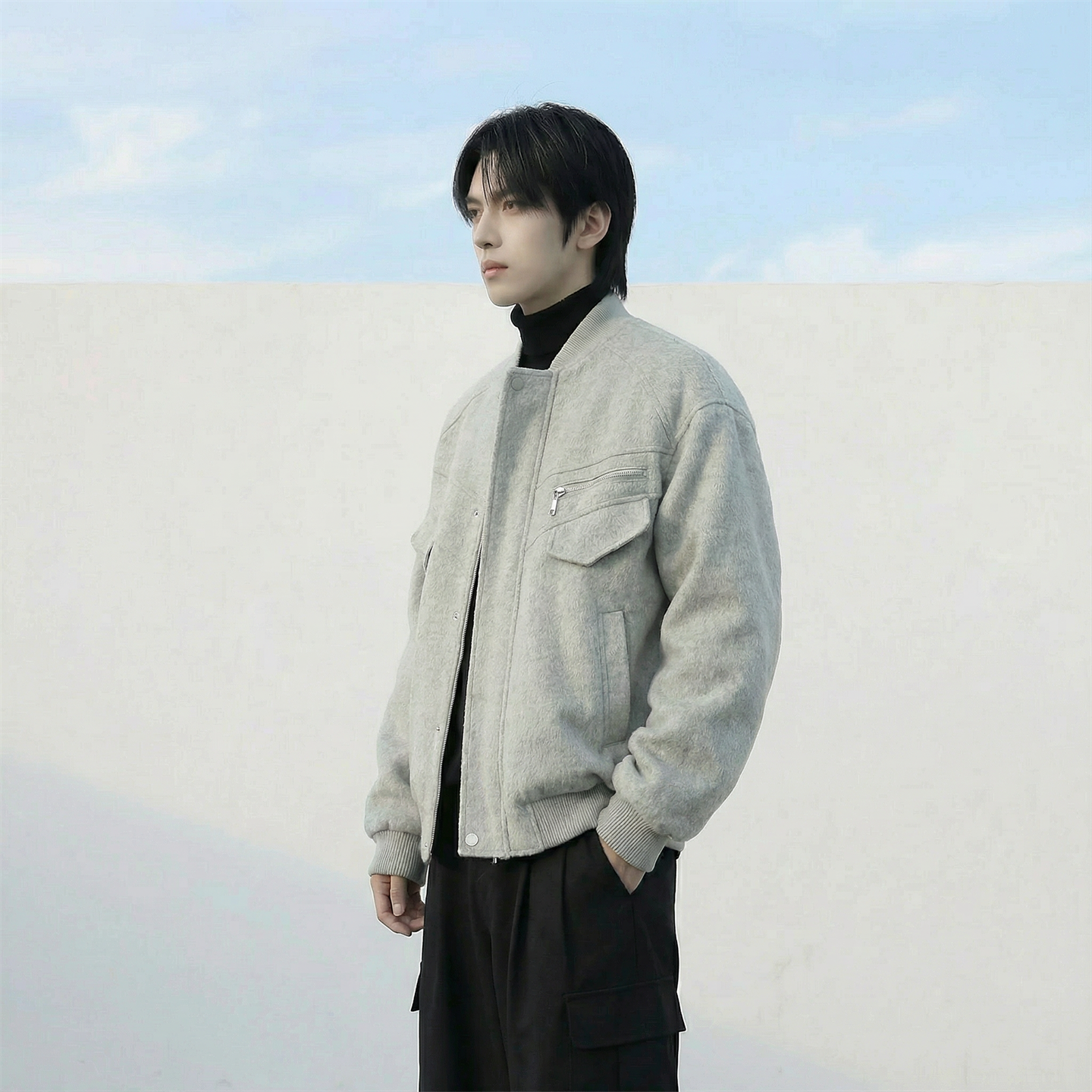 现货美式毛呢夹克棉服加厚高级痞帅夹棉棒球服短款外套Q955-P138，男装夹克，星座1017