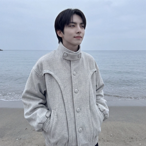 现货 美式复古加厚休闲外套韩版宽松立领短款外套 GK801-P118图片