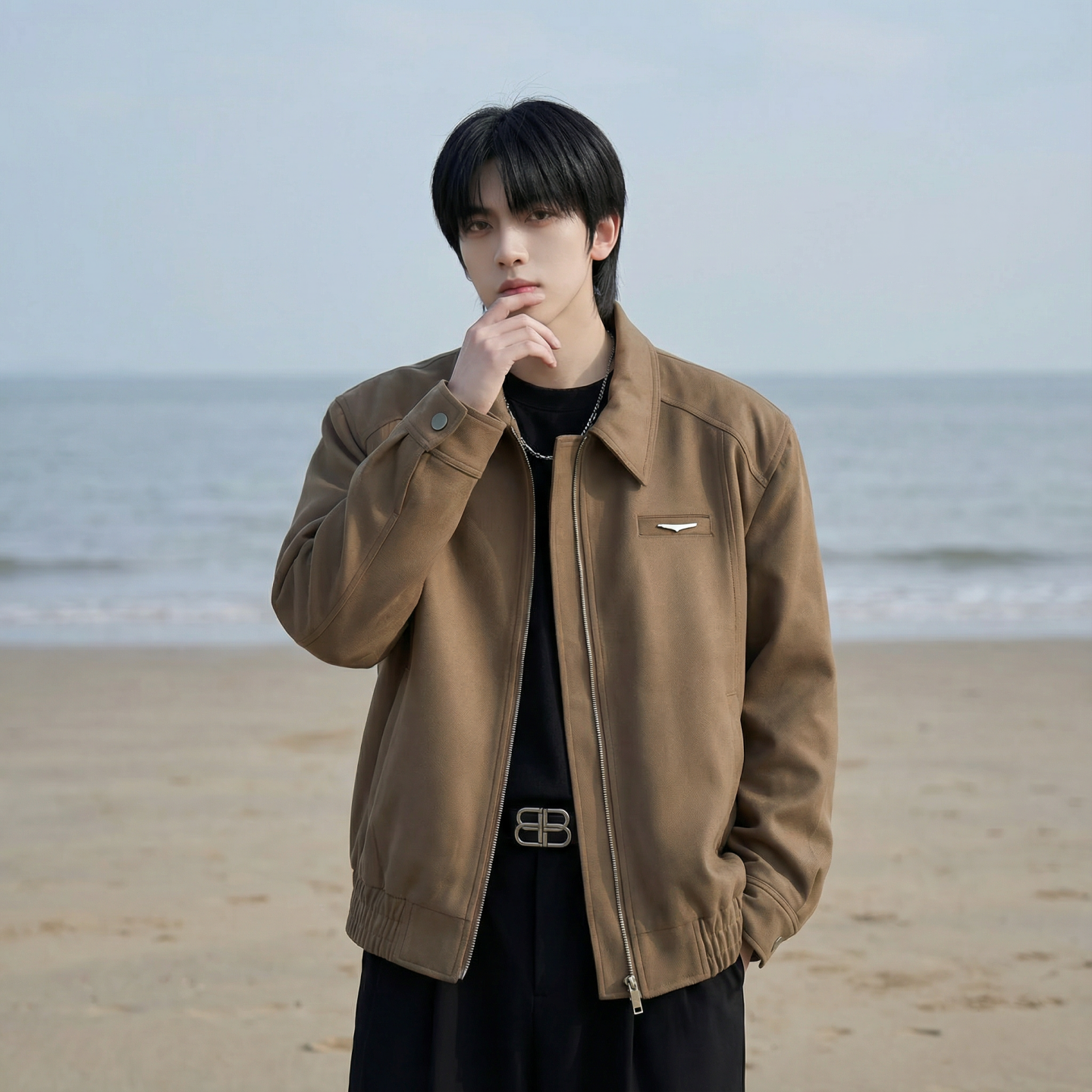 现货棒球领短款夹克高级感美式垫肩外套HJ7727-P90X149，男装夹克，星座1017