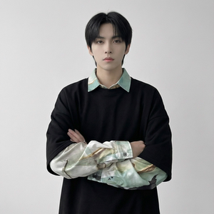 现货慵懒假两件衬衫领卫衣日系情侣碎花上衣 A881-P65，男装衬衫，星座1017