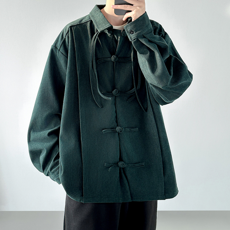 2025港风宽松汉服唐装打底风长袖衬衫CS64-P60，男装T恤，星座1017