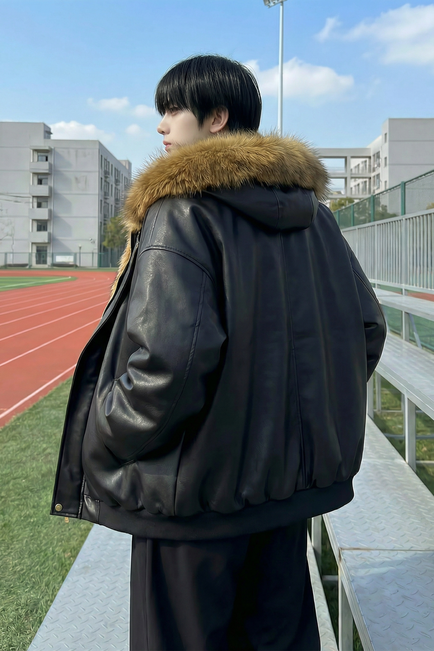现货痞帅皮衣两面穿外套新款加厚PU皮毛一体机车外套M2483-P138,男装皮衣,星座1017