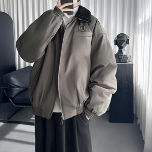 美式复古毛领棉服男冬季休闲加厚保暖派克服外套 M8718-P138图片