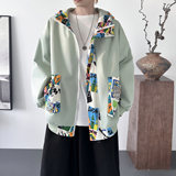潮流涂鸦拼接夹克开衫连帽外套WD23-P75控96，男装夹克，星座1017