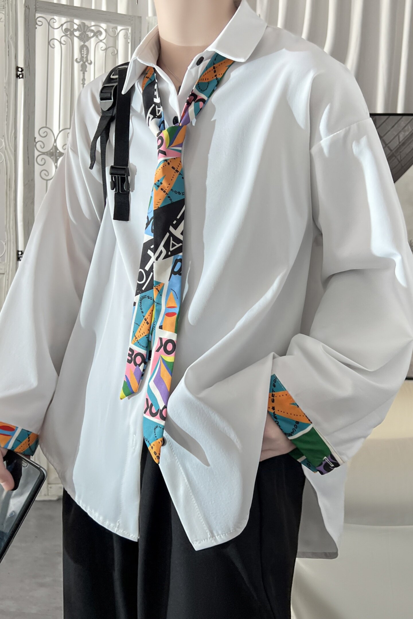 长袖衬衫男潮流帅气港风高级感情侣衬衣FC32-P55,男装衬衫,星座1017