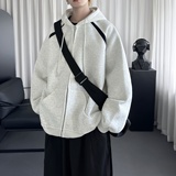 撞色开衫连帽卫衣美式重磅外套青少年感休闲运动上衣DR219-P68，女装短外套，星座1017