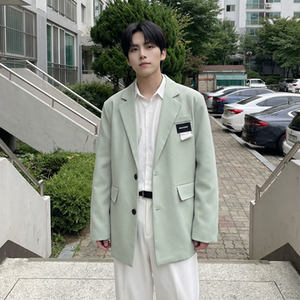 现货休闲西服男春秋宽松大码潮高级感痞帅外套西装 JK342-P98图片