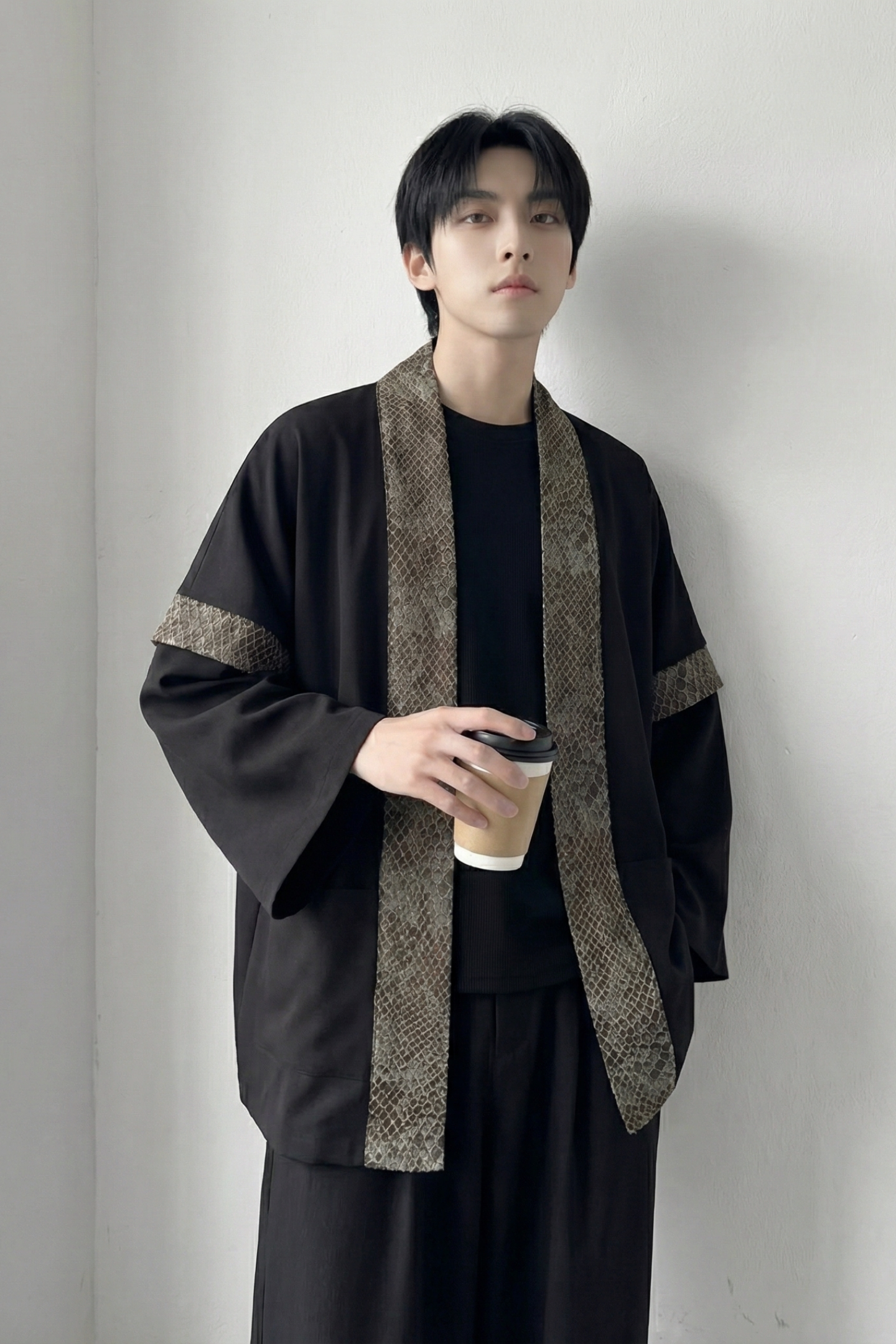 现货春秋风蟒纹印花拼接男士道袍汉服D3206-P78,男装民族服装,星座1017