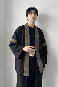 现货 春秋风蟒纹印花拼接男士道袍汉服 D3206-P78图片