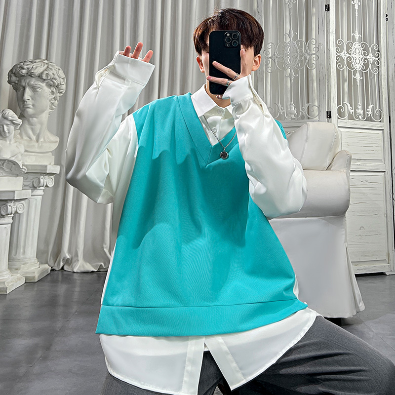 2025春款假两件长袖衬衫宽松衬衣港风休闲百搭上衣GK25-P58，商品下架区商品下架区，星座1017