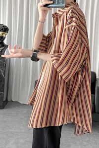 夏季条纹短袖衬衫百搭韩版宽松痞帅小众休闲衬衣 1017-CC23-P38图片
