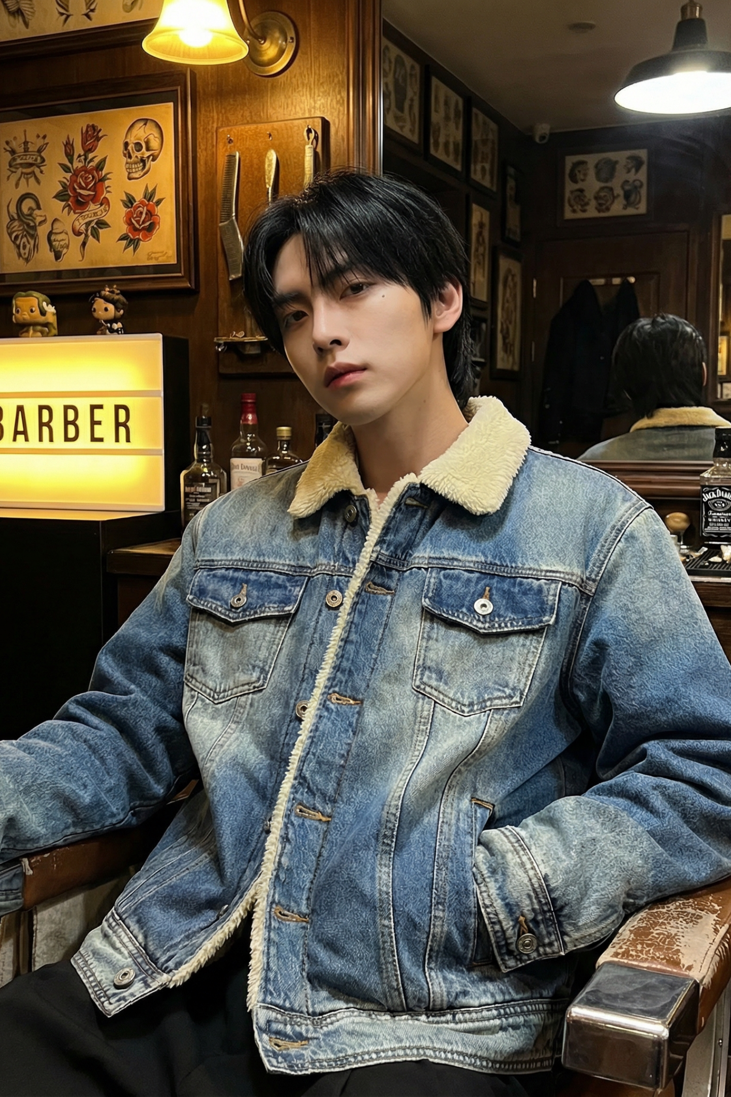 新款现货做旧羊羔绒牛仔外套保暖棉服夹克Q2053-P138,男装工装外套,星座1017