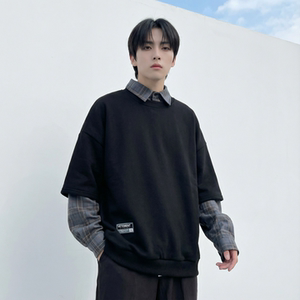 现货 2026春款假两件卫衣衬衫领复古vibe格子美式外套 A5613-P65，男装衬衫，星座1017