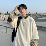 现货慵懒假两件衬衫领卫衣日系情侣碎花上衣A881-P65，男装衬衫，星座1017