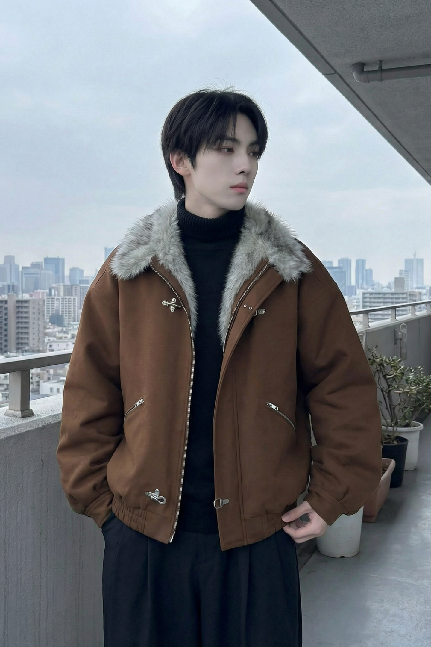 现货毛领复古（仿貂毛领）秋冬季座山雕夹克棉服外套男Q664-P148,男装夹克,星座1017