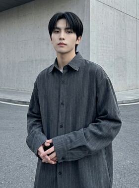 2026春季轻熟风男竖条纹长袖衬衫高级感外套 DS94-P68
