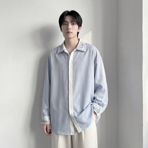 现货潮衬衫小众刺绣长袖衬衣新中式情侣外套 DY877-P68，男装衬衫，星座1017