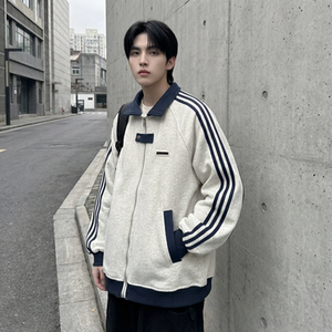 现货 2026三条杠翻领夹克男宽松休闲运动外套 现货  R238-P68图片