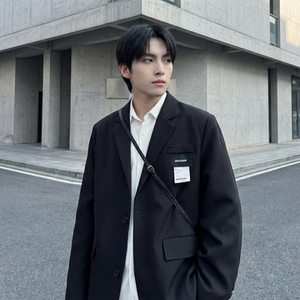 现货休闲西服男春秋宽松大码潮高级感痞帅外套西装 JK342-P98，男装西服套装，星座1017