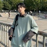 现货2026春款假两件卫衣衬衫领复古vibe格子美式外套A5613-P65，男装衬衫，星座1017