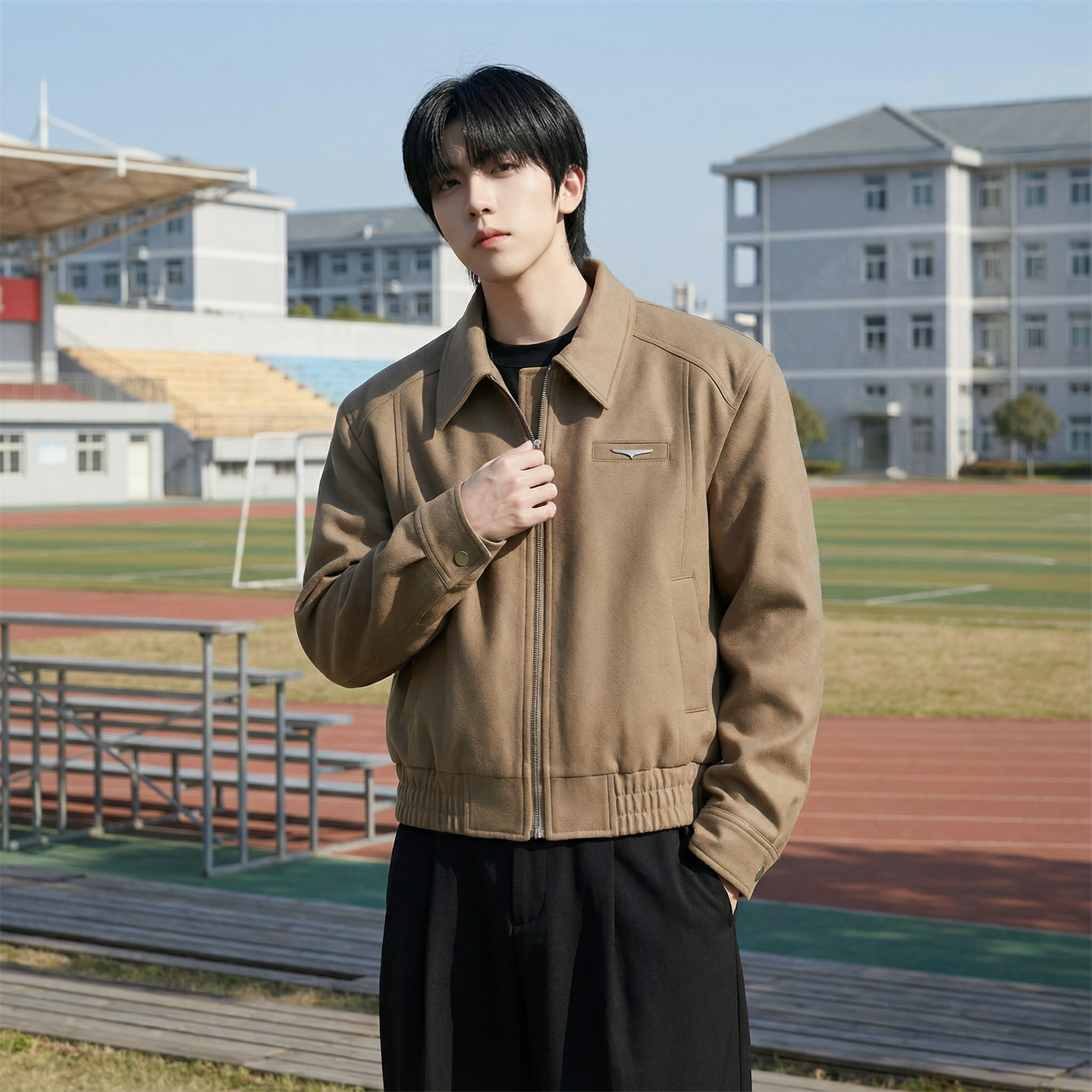 现货2025棒球领短款夹克高级感美式垫肩外套HJ7727-P90X149，男装夹克，星座1017