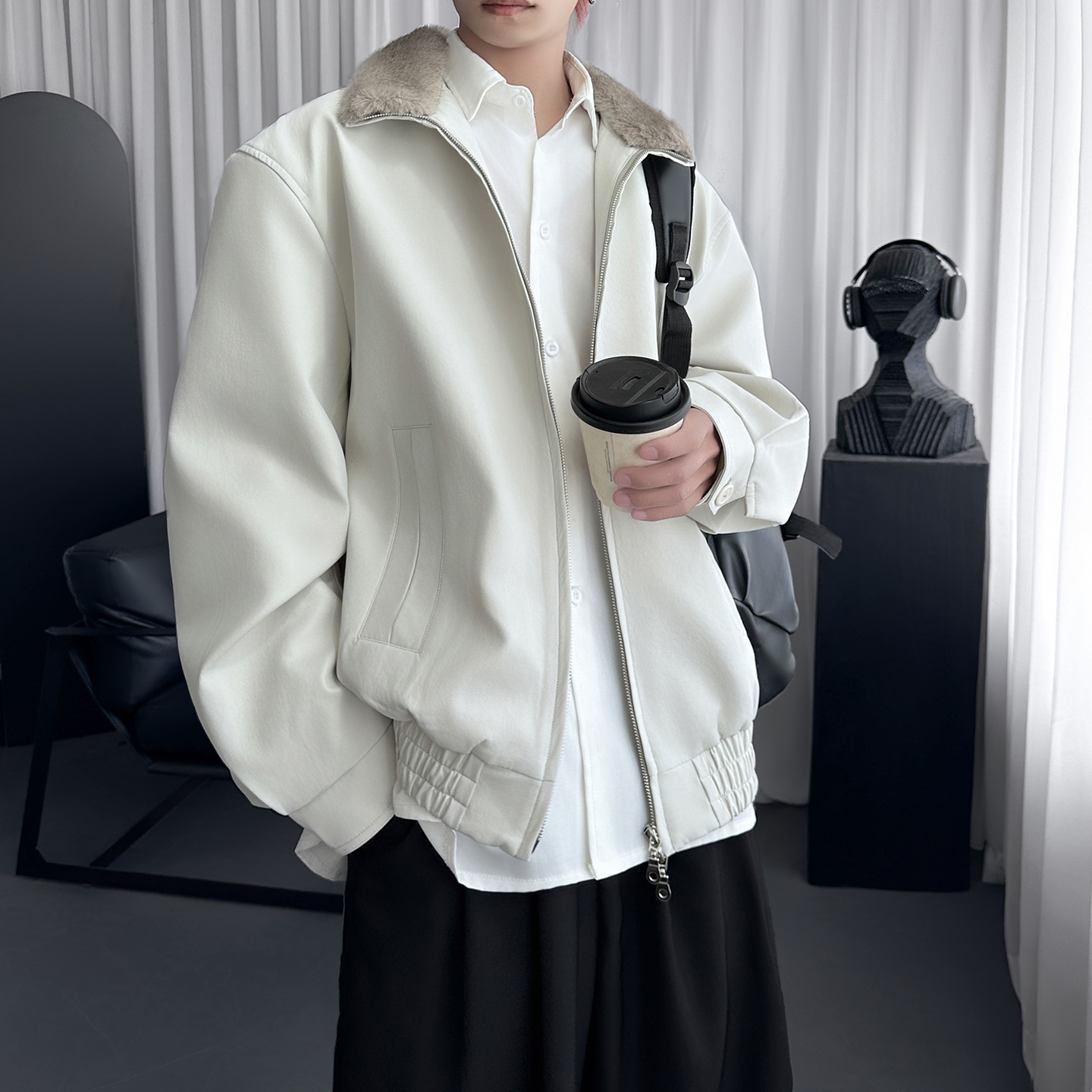 夹克男女同款可拆卸毛领多口袋收腰上衣外套D6103-P128,男装夹克,星座1017 夹克男女同款可拆卸毛领多口袋收腰上衣外套D6103-P128,男装夹克,星座1017